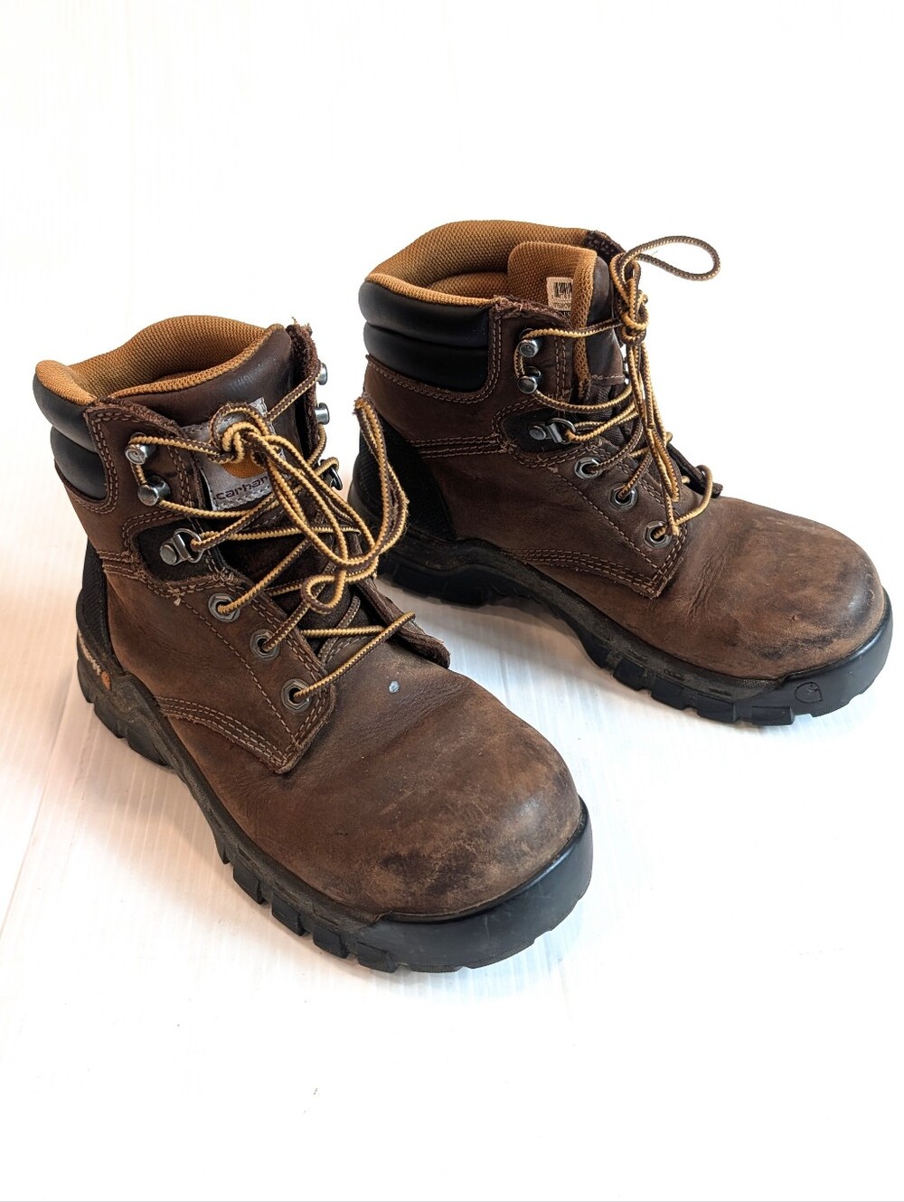 CARHARTT Women's ASTM Brown Lace-Up Work Boots Size 6.5